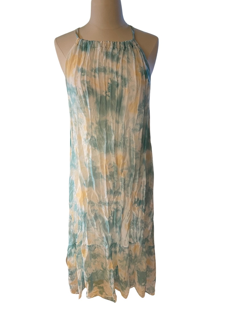 Breezy silk blend halter midi dress, size large